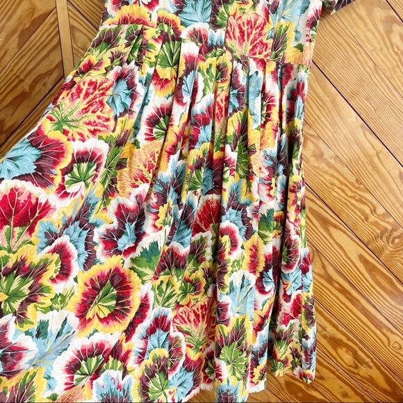Vintage Multi Floral Print Pleated Shirt Dress - Picture 3 of 4